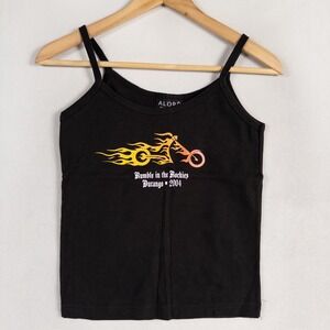 ALORE Tank Top Womens Large Black Biker Rumble In The Rockies Durango 2004 Vtg